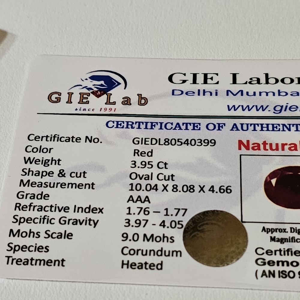 Certified Mozambique Ruby Gemstone 3.95 Carats! - image 5